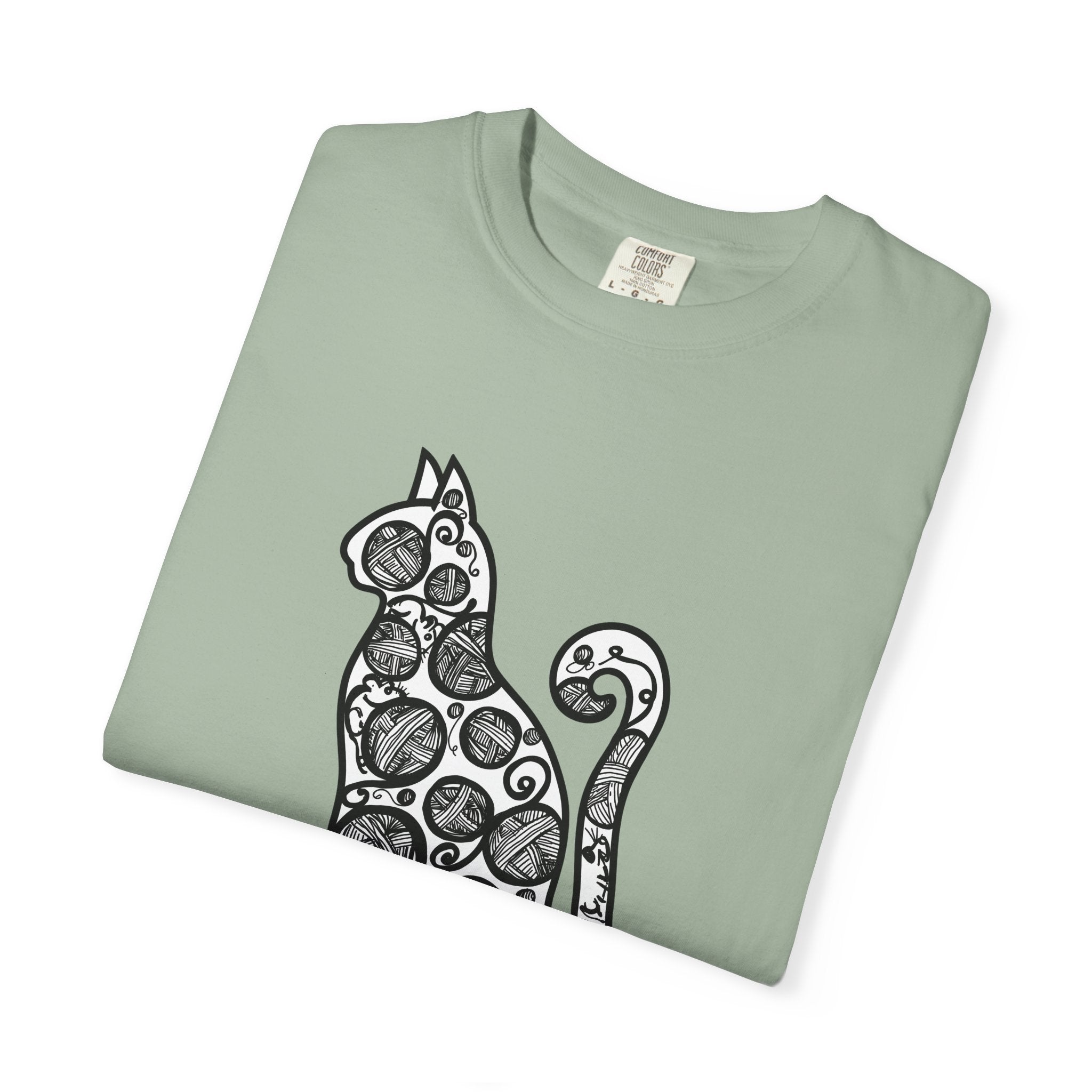 Curious Cat Doodle Art T-Shirt
