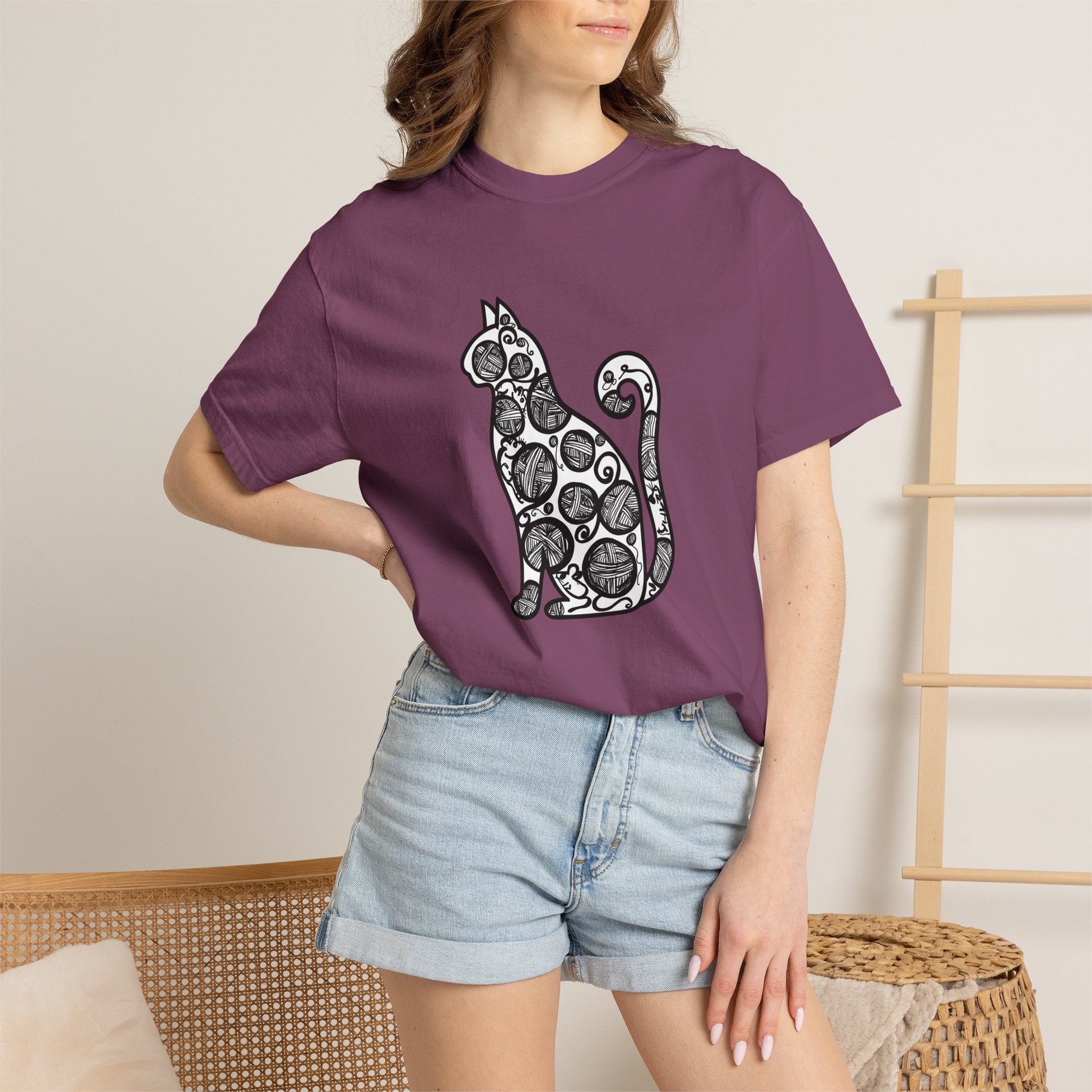 Curious Cat Doodle Art T-Shirt