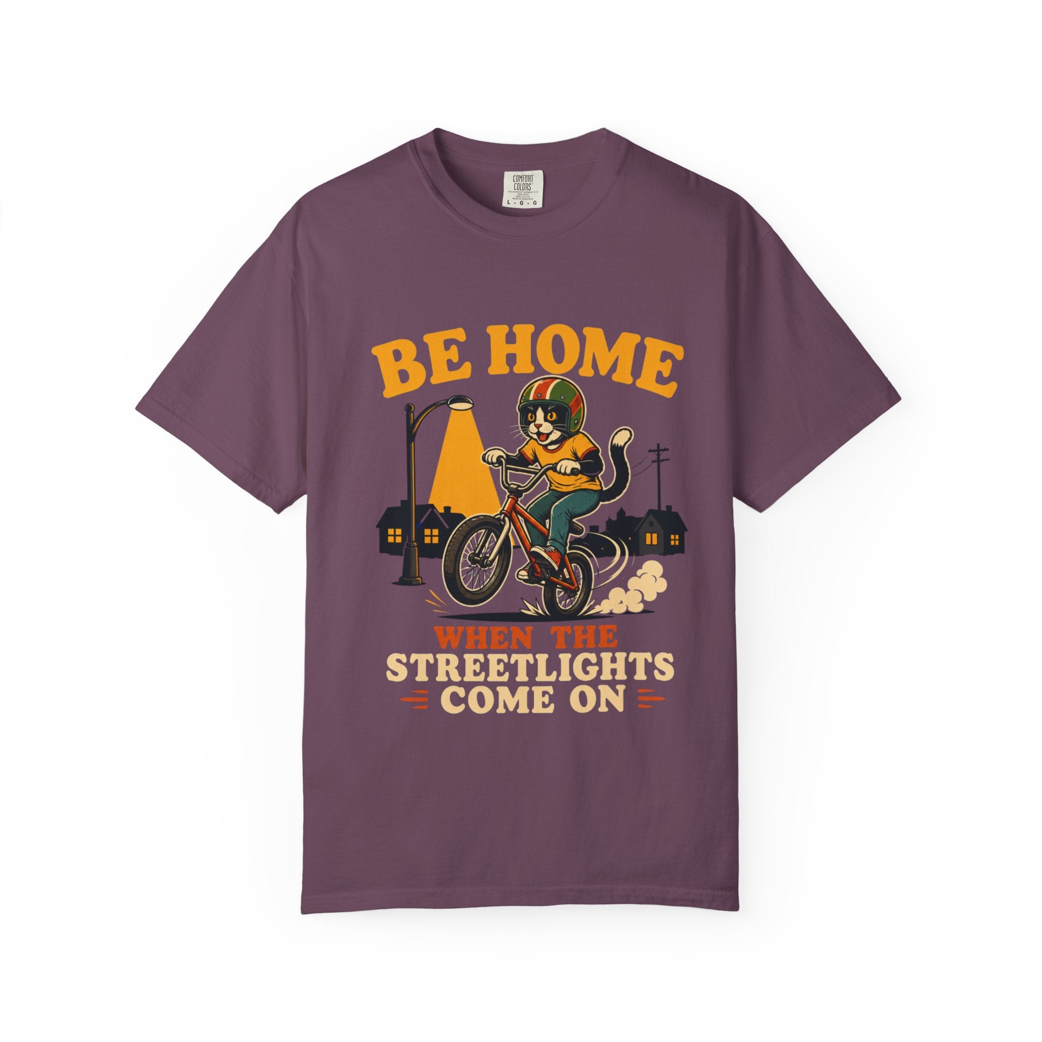 Be Home When the Streetlights Come On T-Shirt — Vintage Biker Night Ride Tee