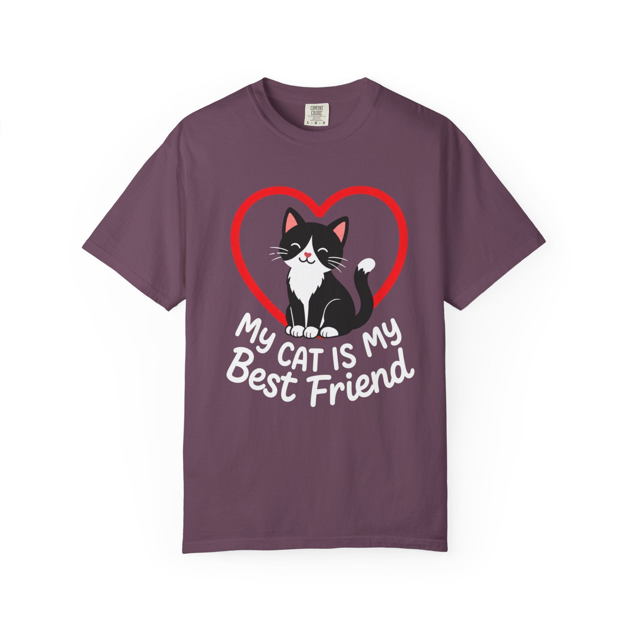 My Cat Is My Best Friend T-Shirt — Cute Black & White Cat Heart Graphic Tee