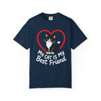 My Cat Is My Best Friend T-Shirt — Cute Black & White Cat Heart Graphic Tee