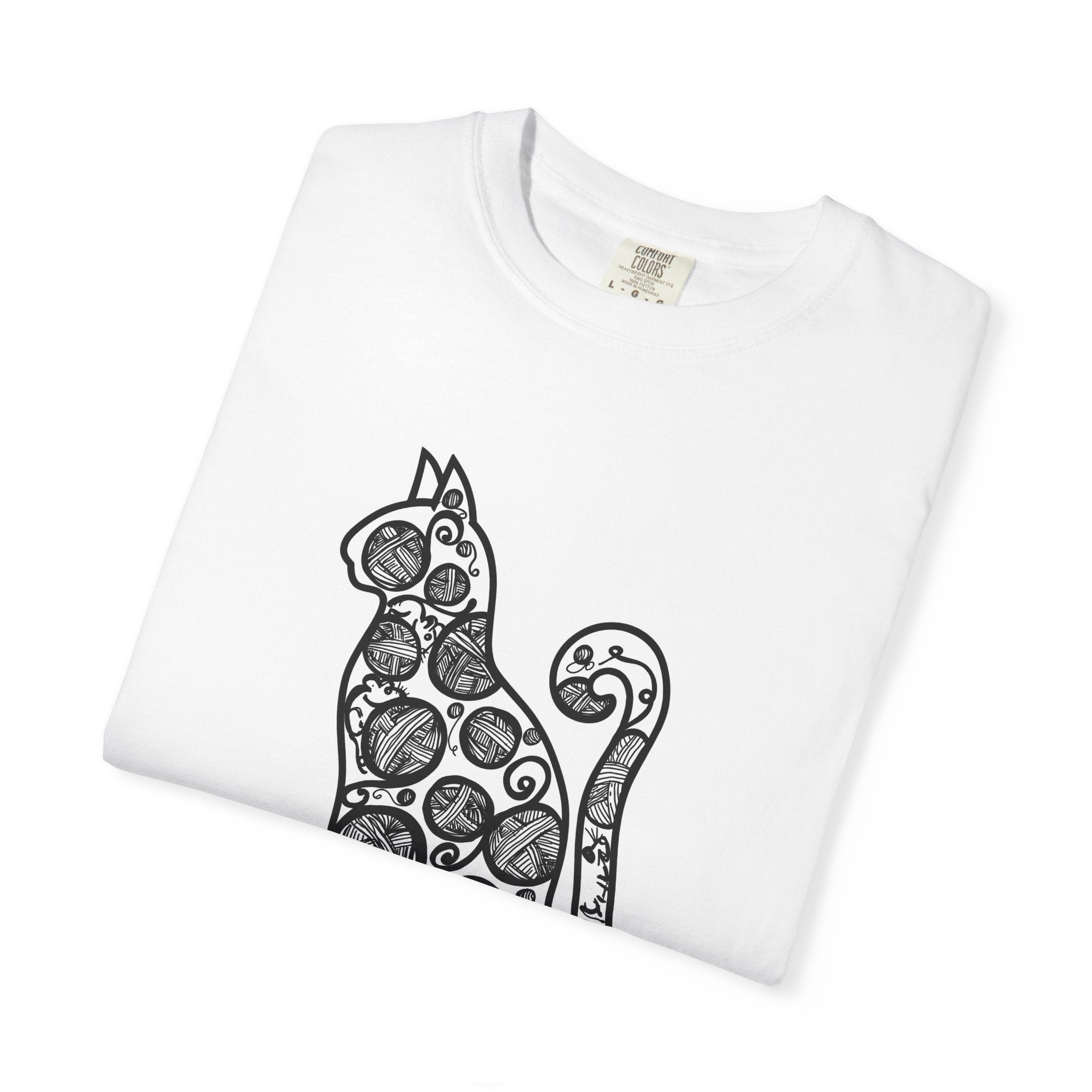 Curious Cat Doodle Art T-Shirt