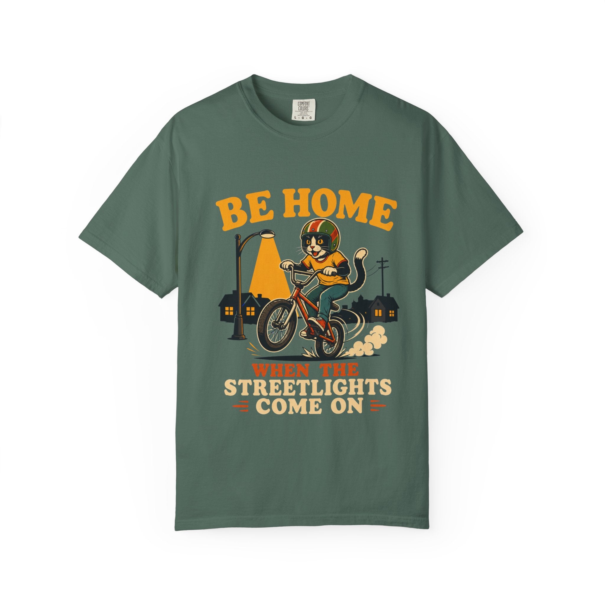 Be Home When the Streetlights Come On T-Shirt — Vintage Biker Night Ride Tee