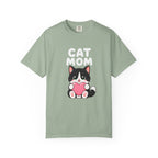 Cat Mom T-Shirt — Cute Tuxedo Kitten Holding Heart Graphic