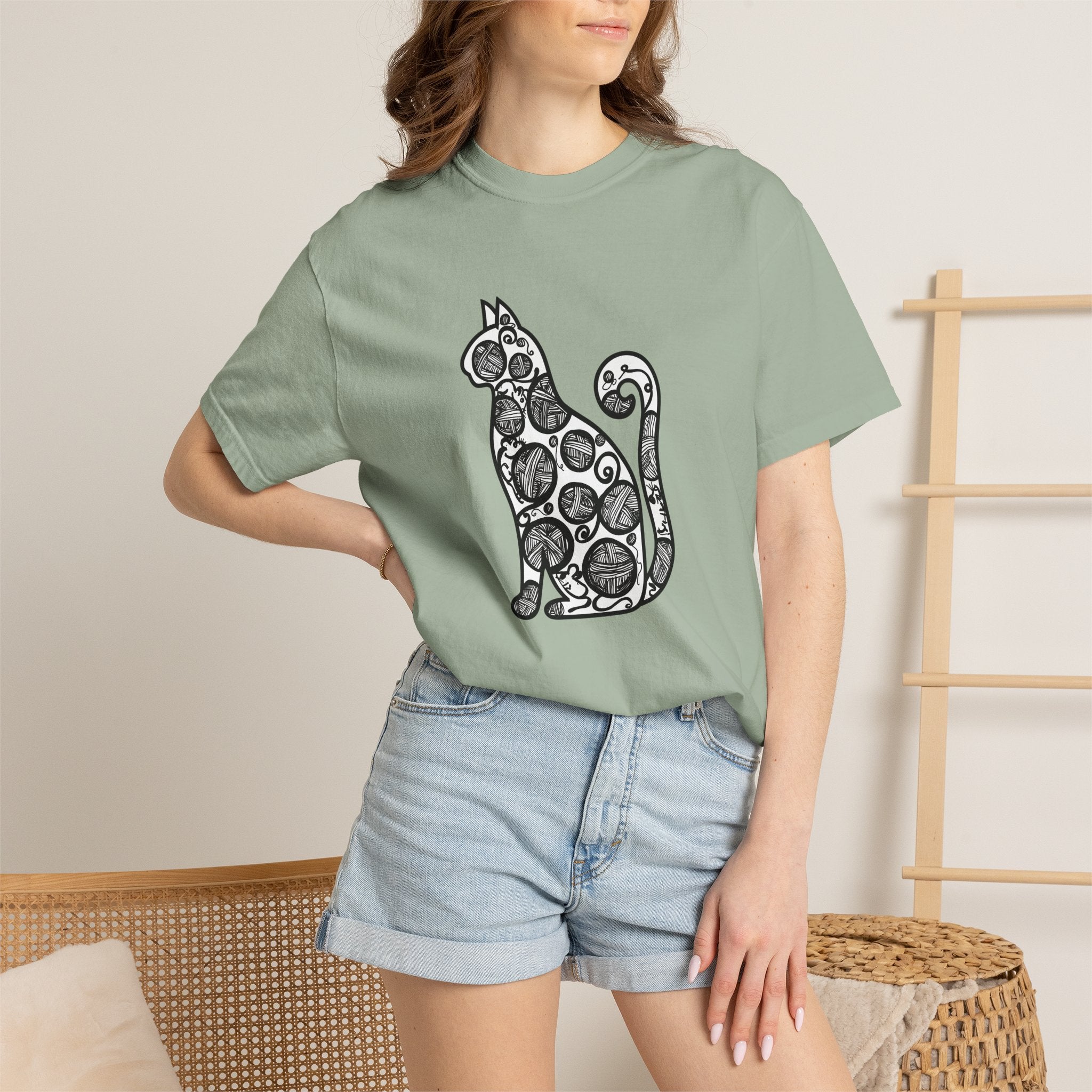 Curious Cat Doodle Art T-Shirt