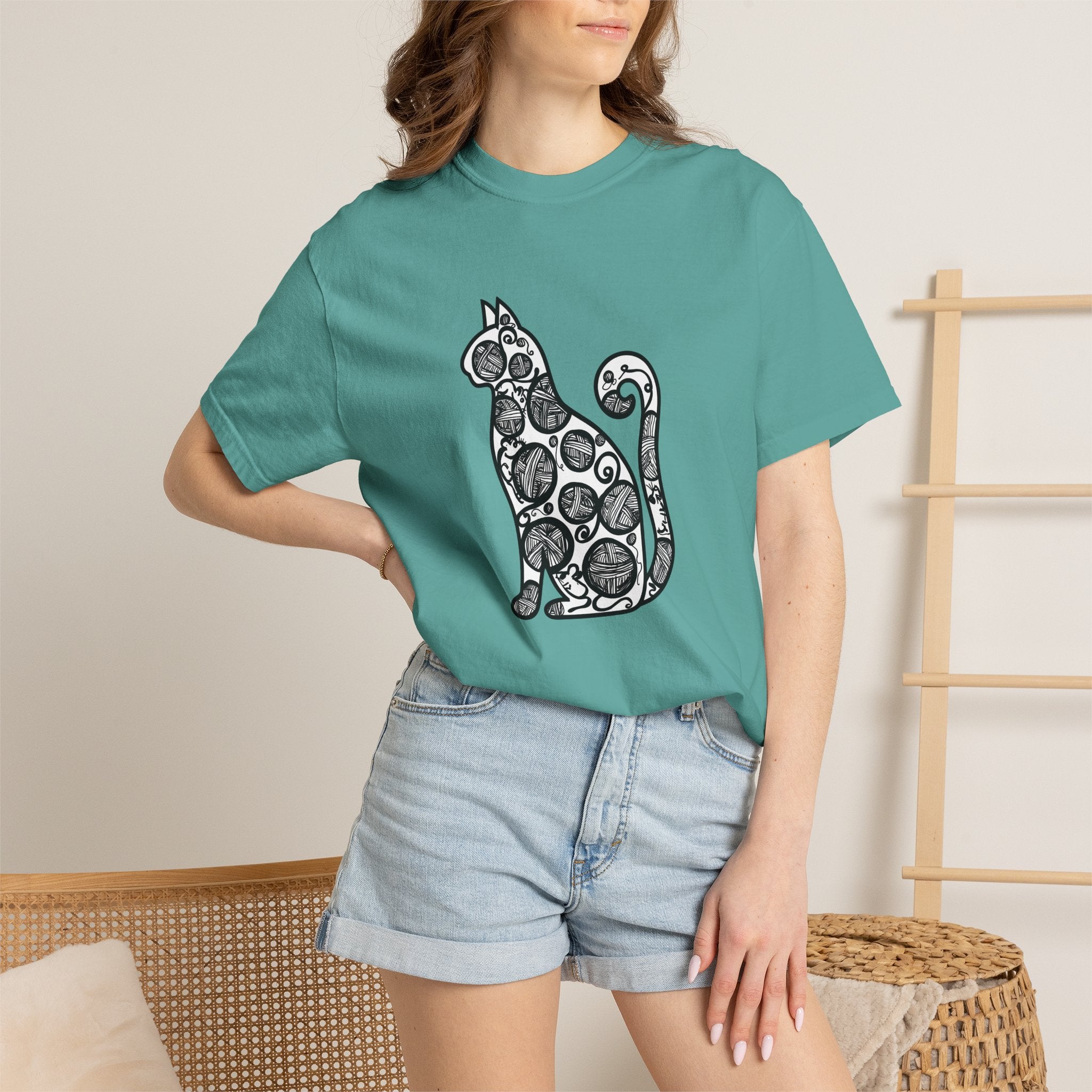 Curious Cat Doodle Art T-Shirt