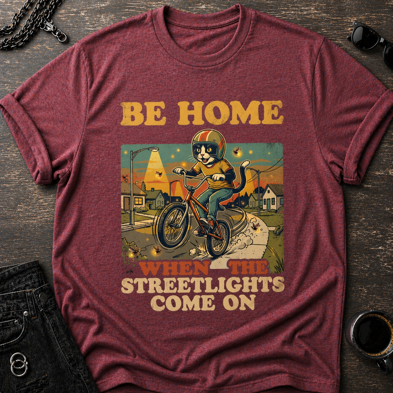 Be Home When the Streetlights Come On Retro Graphic Tee