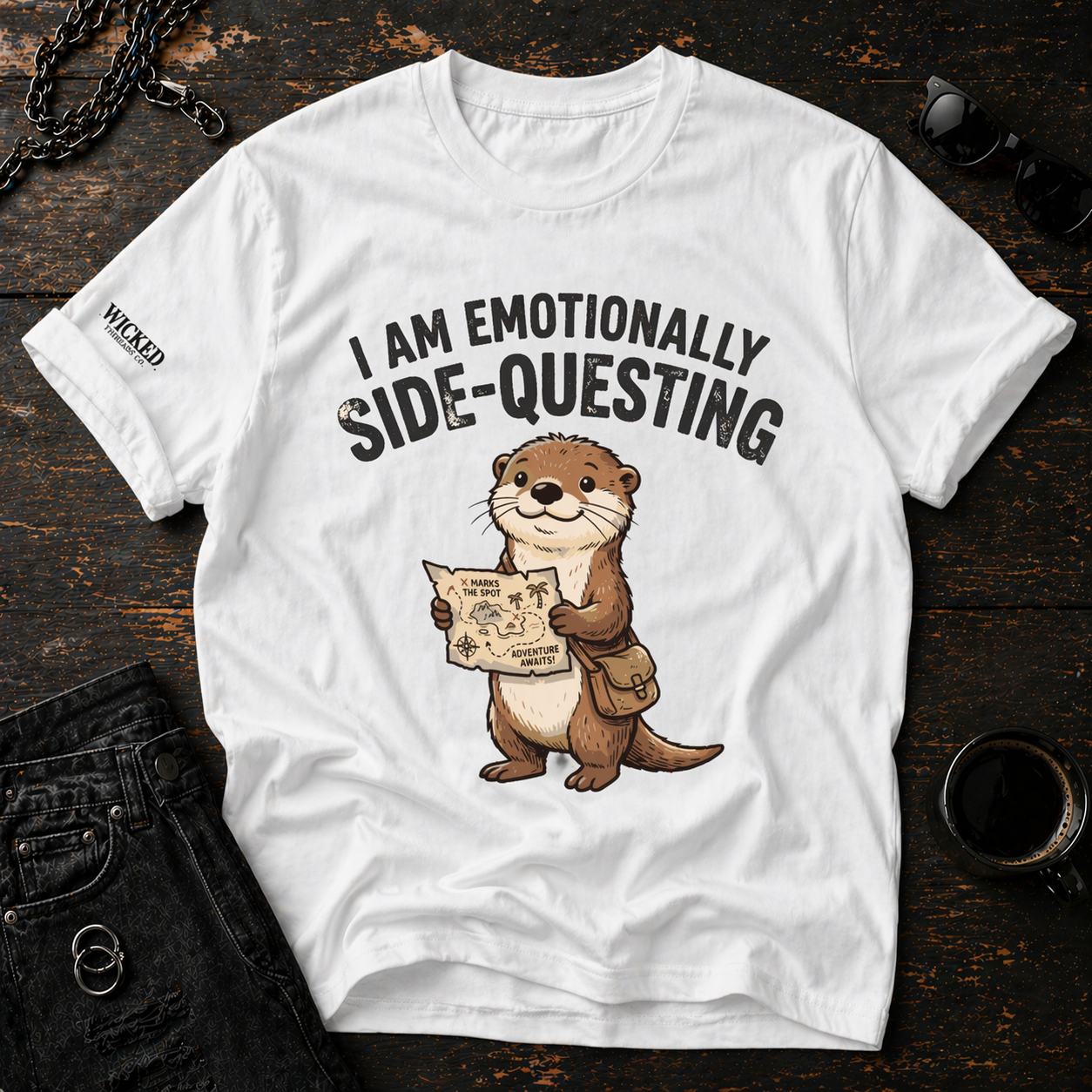 Funny Otter Shirt I Am Emotionally Side-Questing Tee