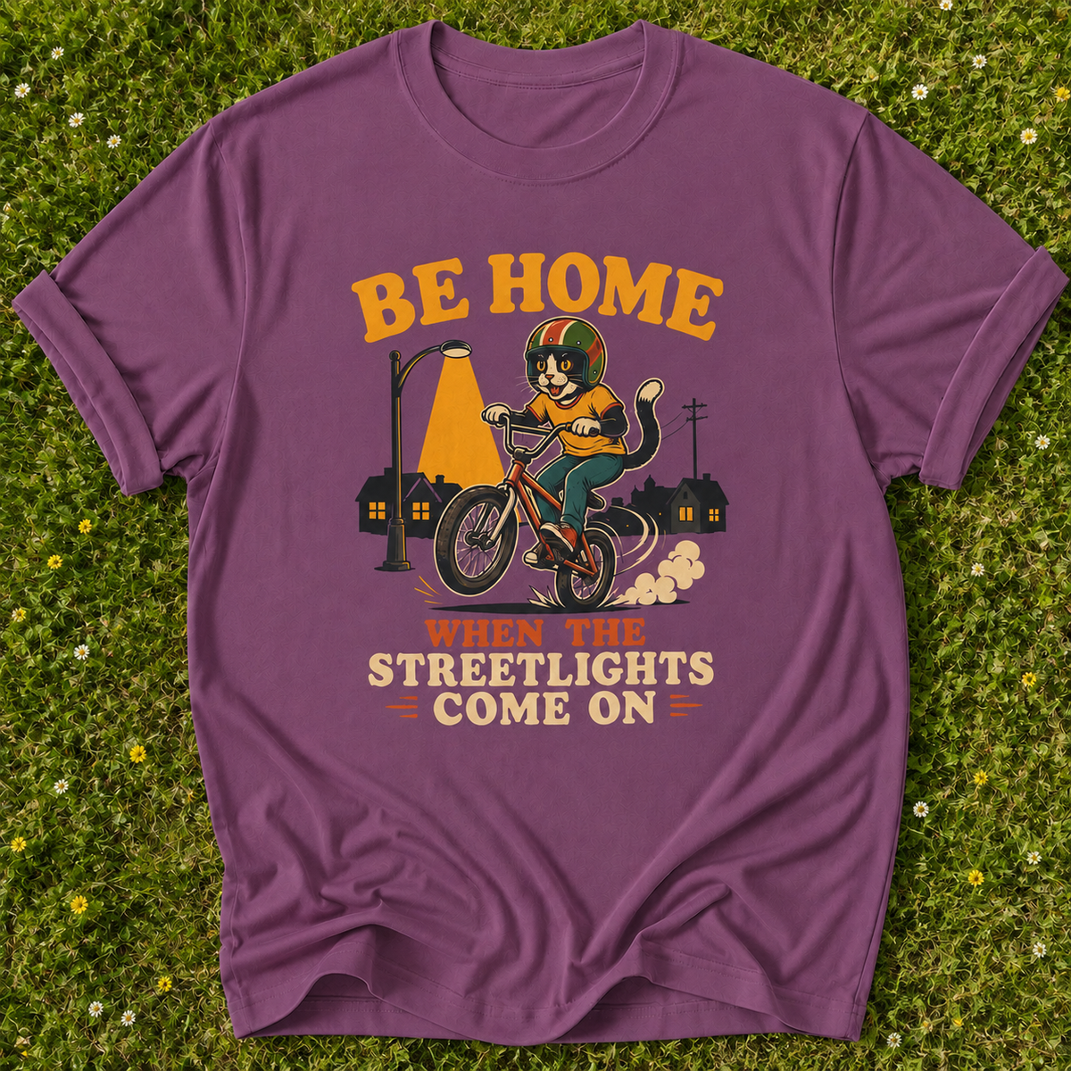 Be Home Streetlights T-shirt in Berry on grass