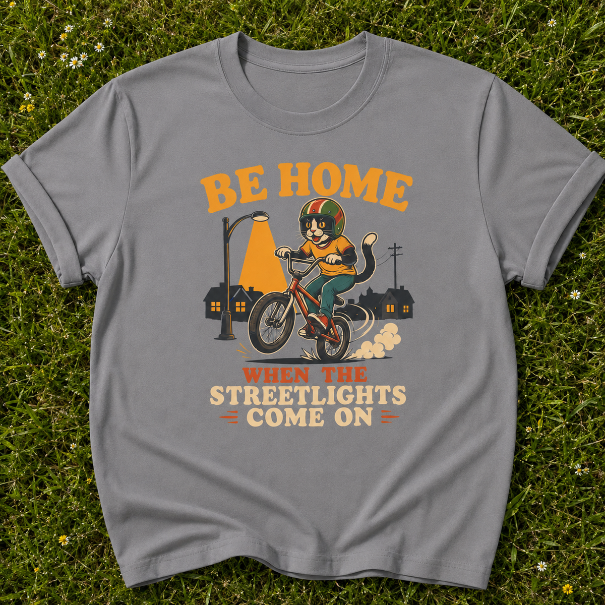 Be Home Streetlights T-shirt in Grey on grass