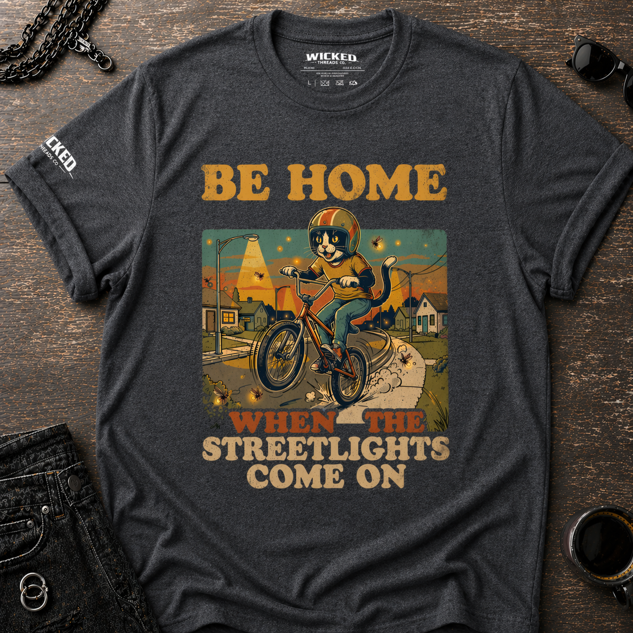 Be Home When the Streetlights Come On Retro Graphic Tee