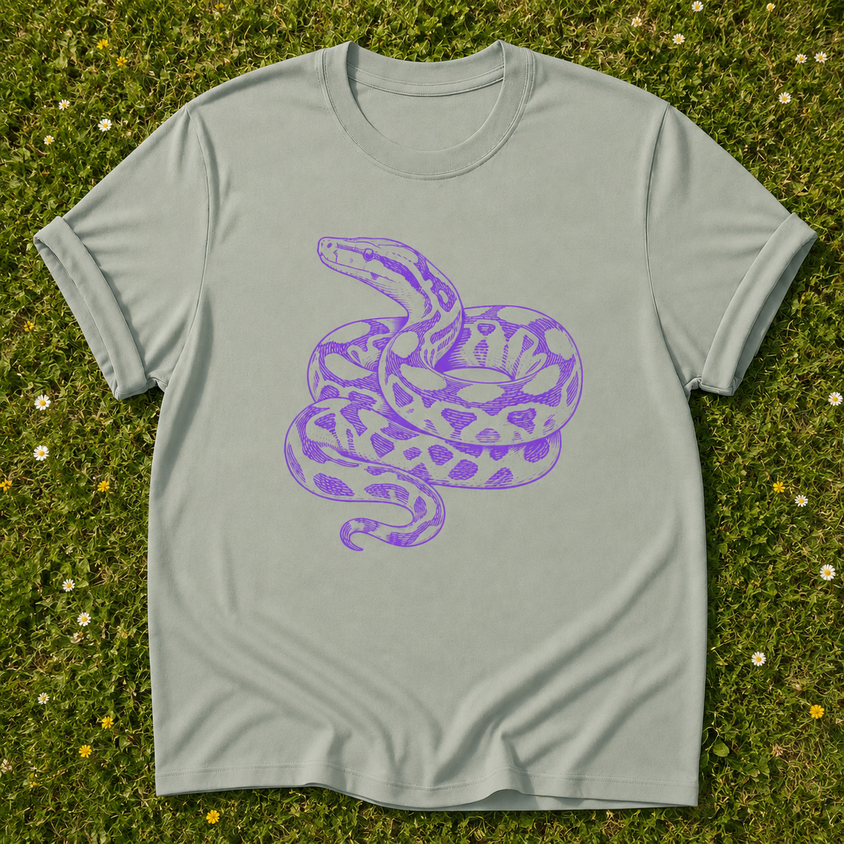 Coiled Serpent T-shirt in Bay on grass