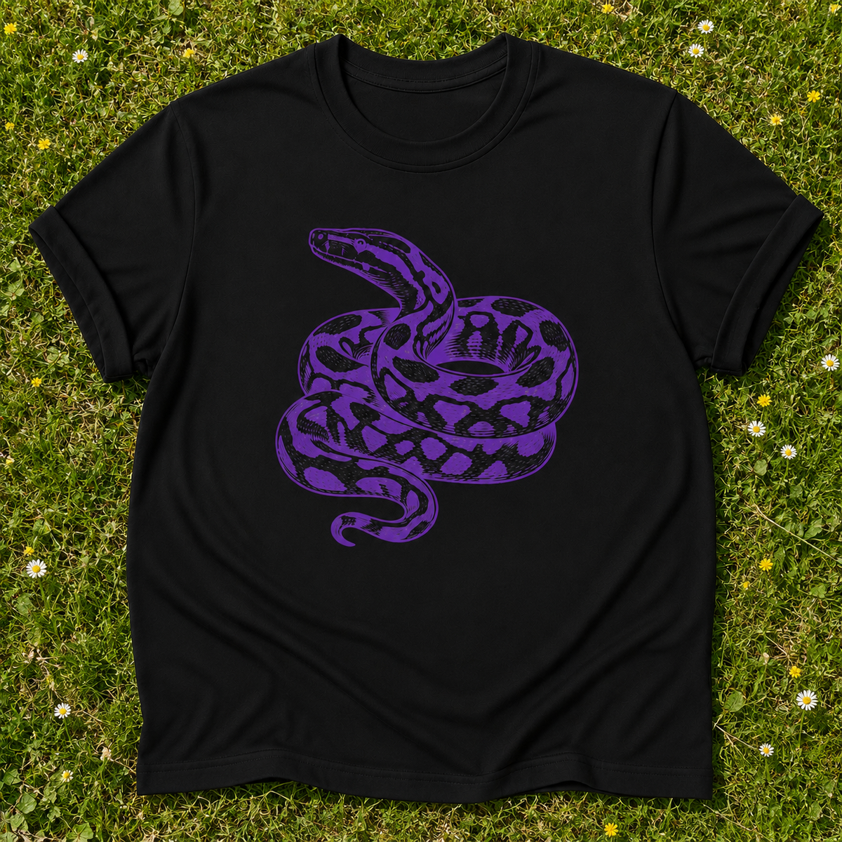 Coiled Serpent T-shirt in Black on grass