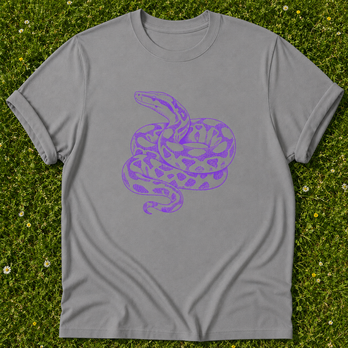 Coiled Serpent T-shirt in Grey on grass