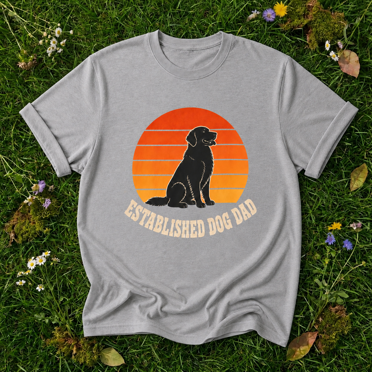 Established Dog Dad T-Shirt in Grey on grass