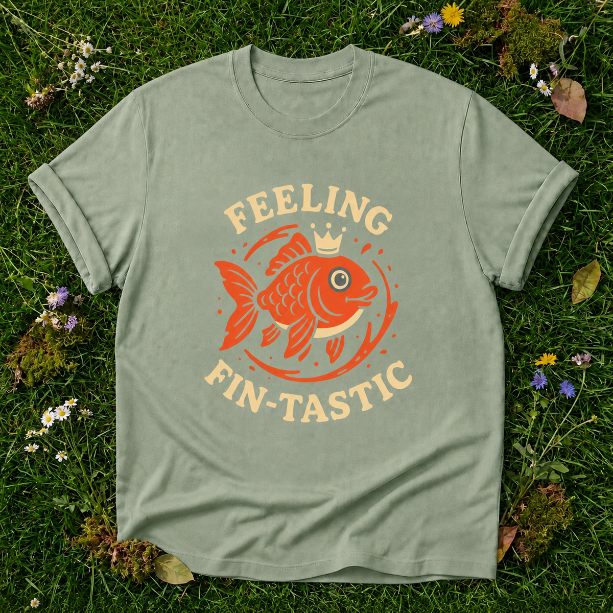Feeling Fin-tastic Fish T-Shirt in Bay on grass