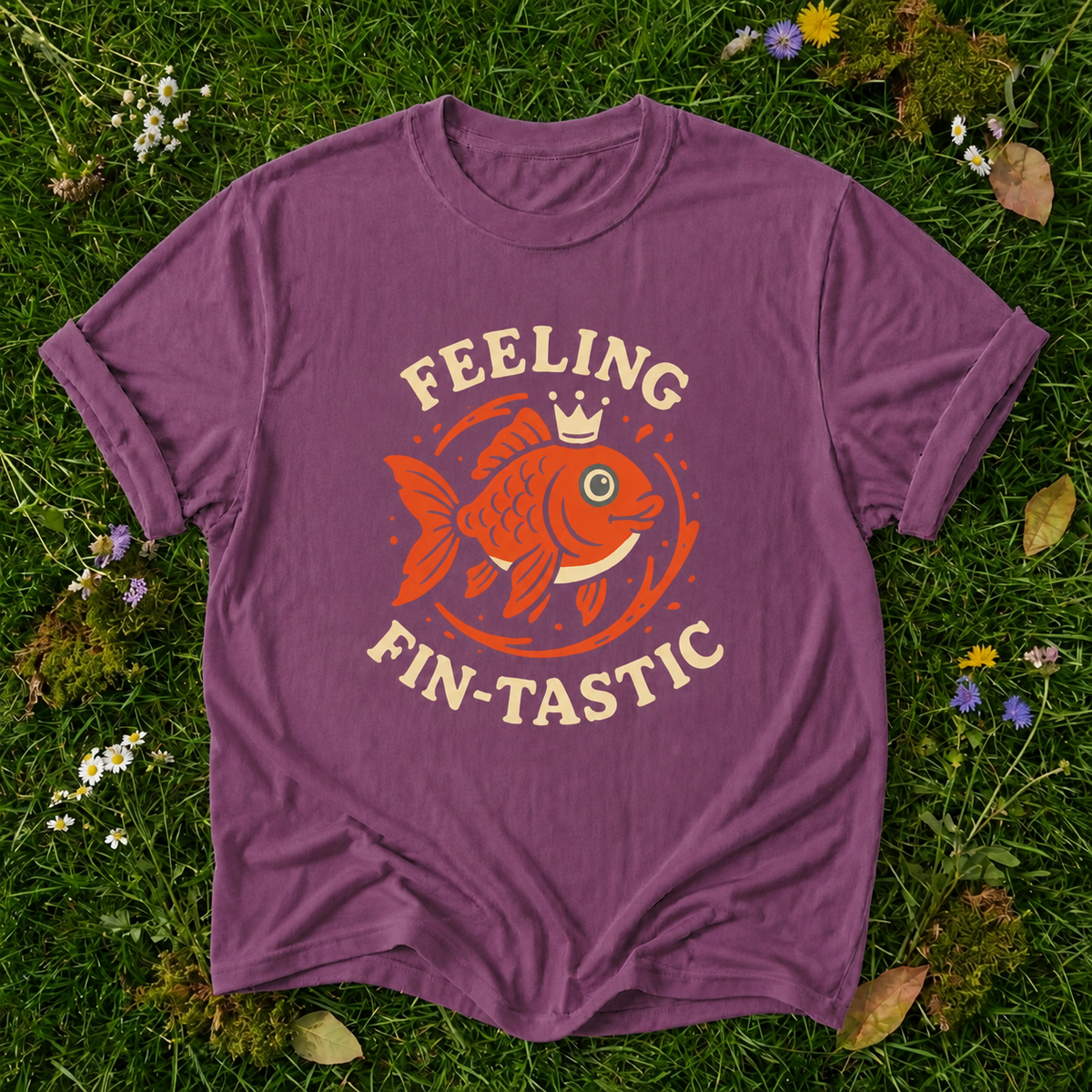 Feeling Fin-tastic Fish T-Shirt in Berry on grass