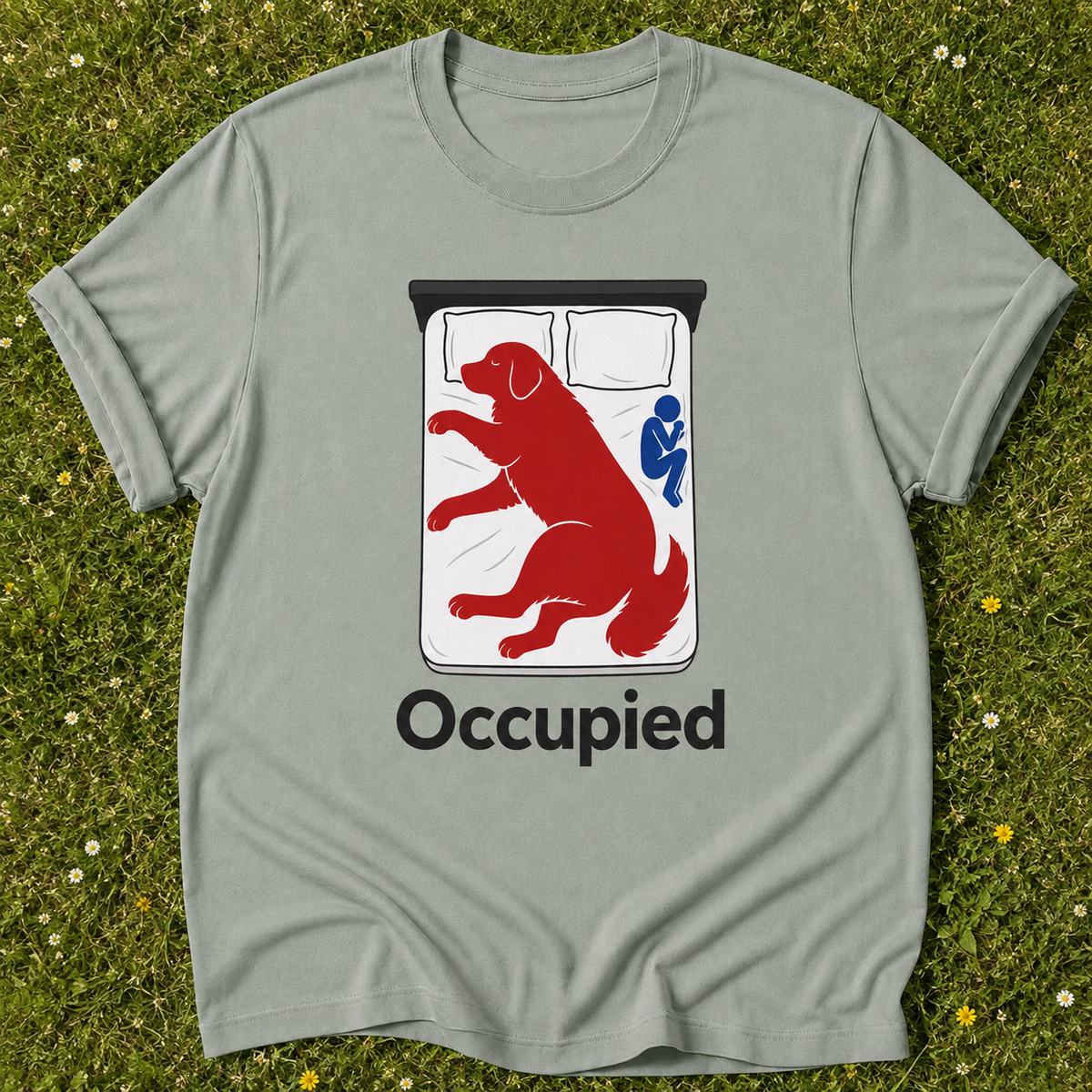Occupied Dog T-shirt in Bay on grass