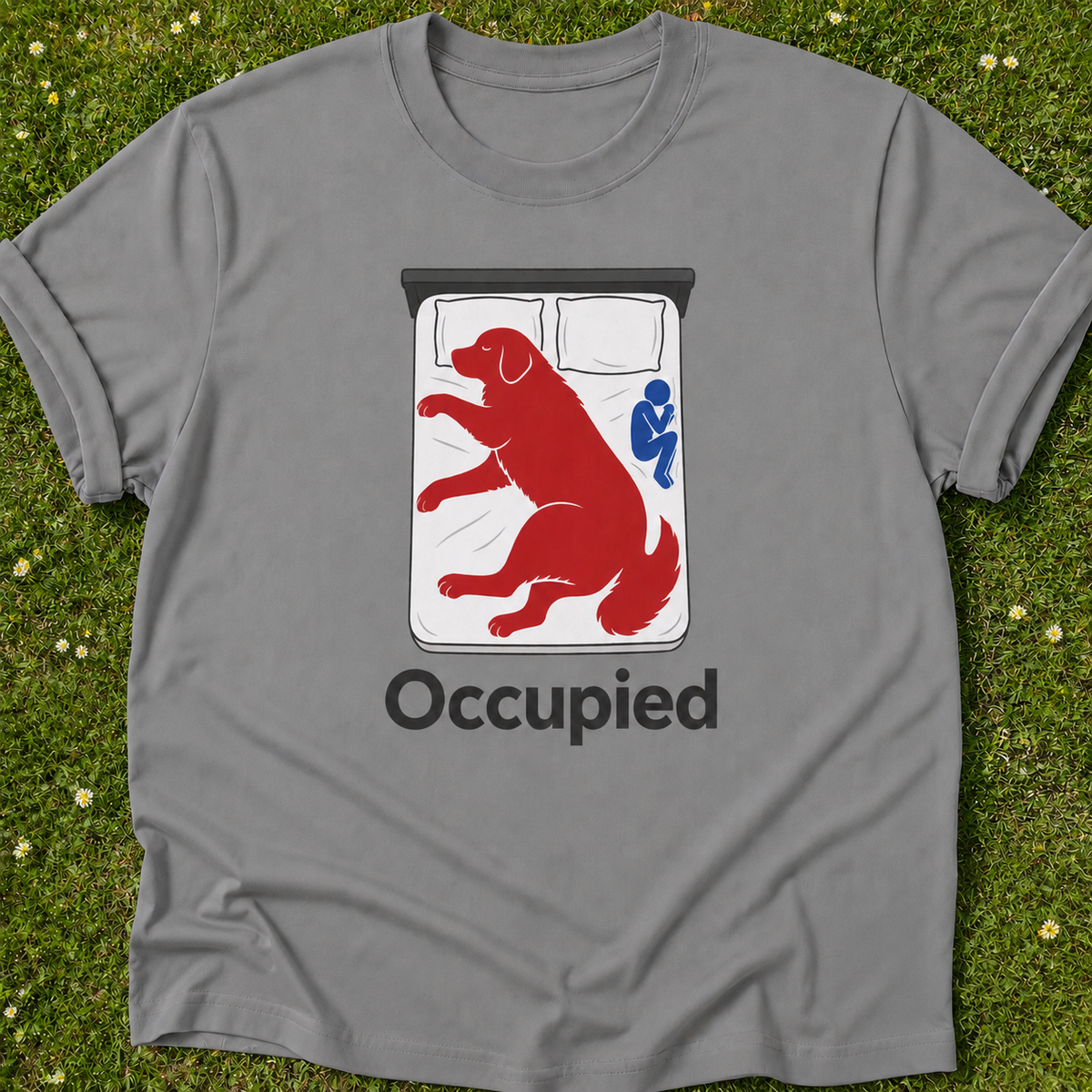 Occupied Dog T-shirt in Grey on grass